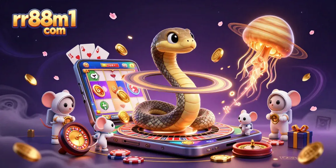 Experience thrilling gameplay at rr88m1 com with a cosmic casino illustration showcasing exciting betting action.