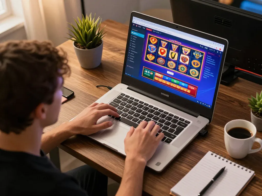 Player strategizing for optimal gameplay on the ww88 online casino platform with a cozy setup