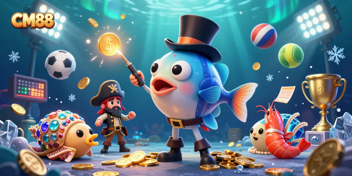 CM88 showcases thrilling gameplay with cartoon characters in a vibrant underwater casino scene full of excitement and golden rewards.