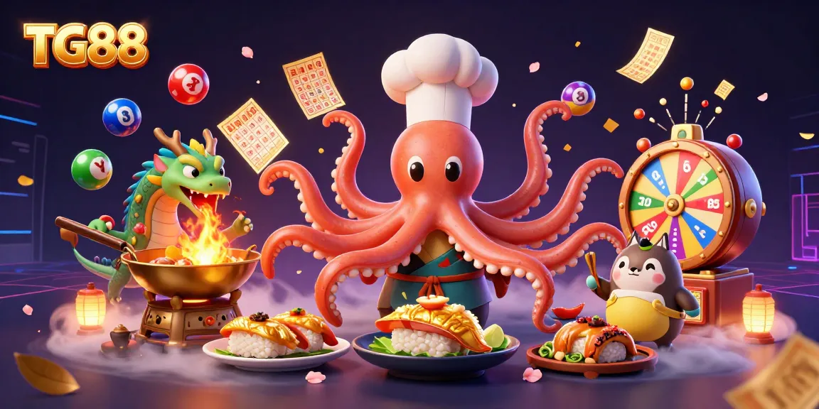 Experience the excitement of TG88 with vibrant casino imagery showcasing charming characters and lively game elements.