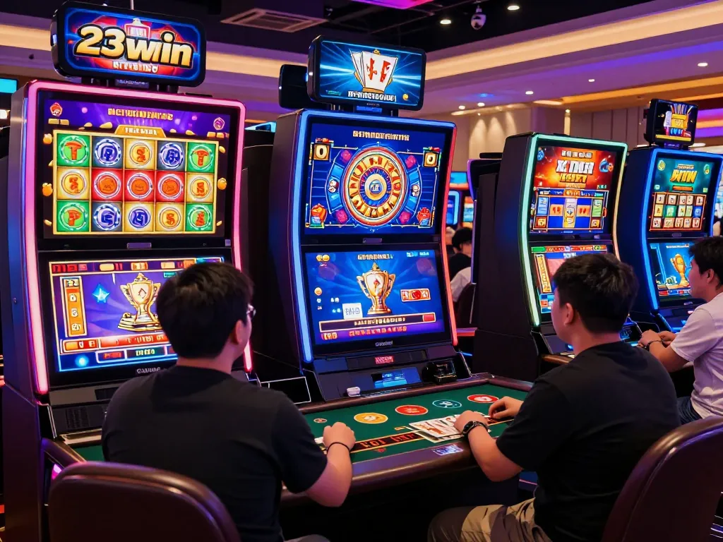 Exciting gaming experience at 23win featuring players engaging with vibrant online casino games.