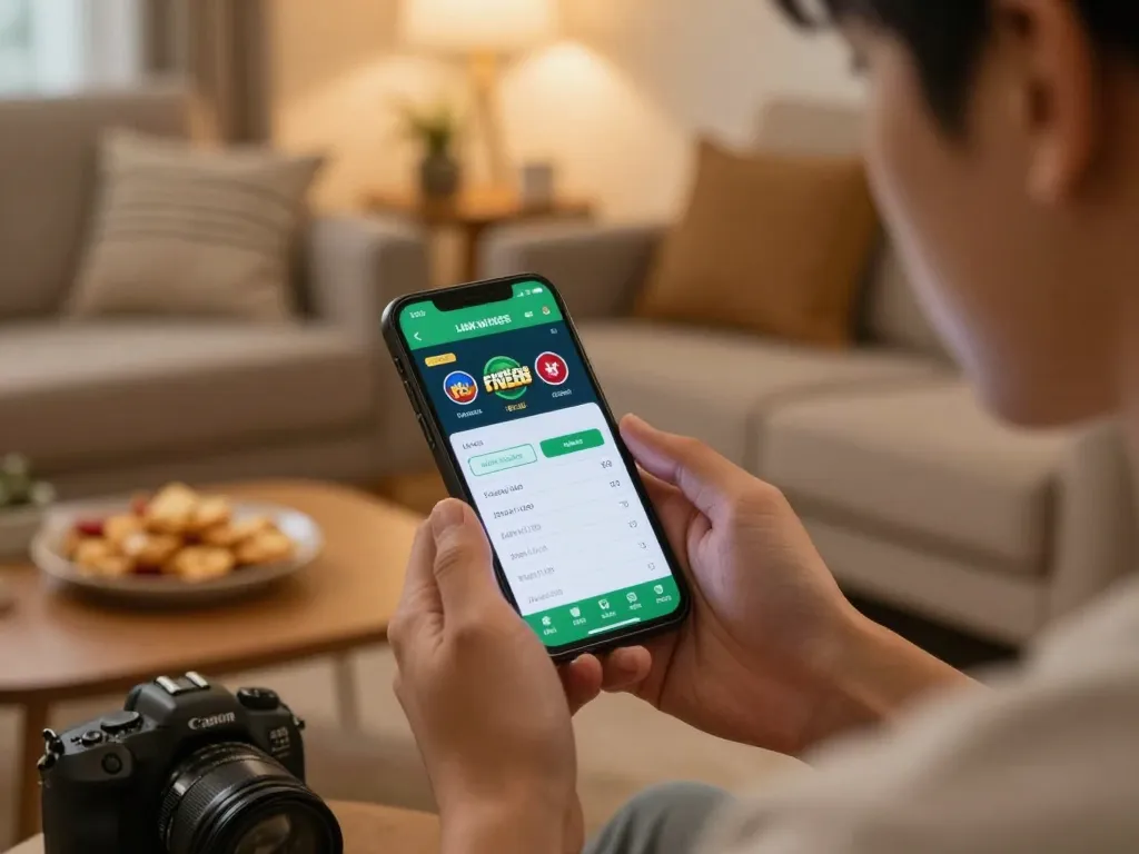 Link vào Five88 displayed on a smartphone showcasing live betting odds during a relaxed mobile gaming session.