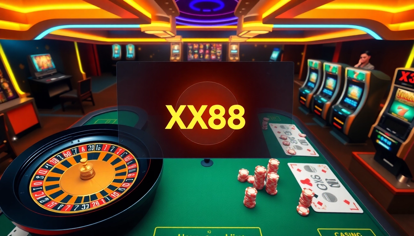 Players enjoying thrilling games at XX88 online casino with vibrant colors and modern design.