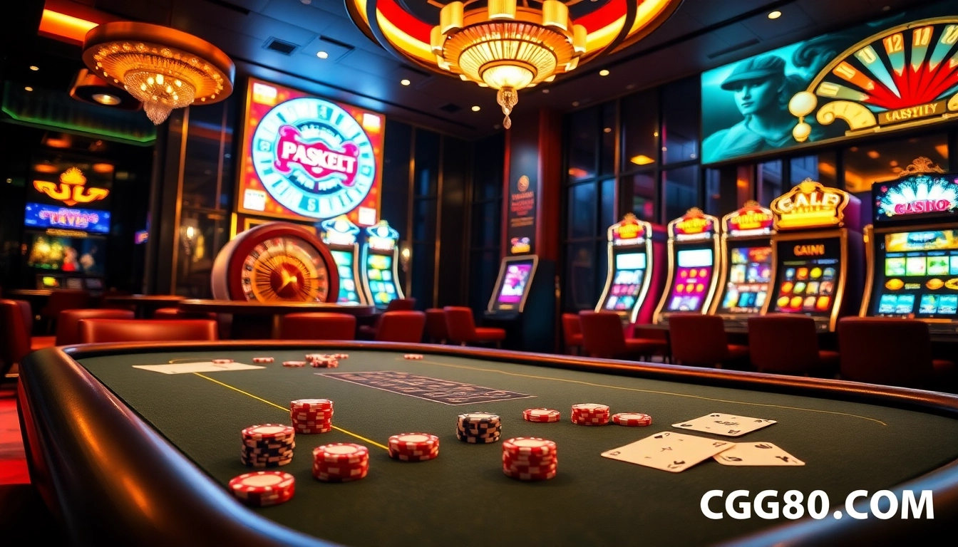 Experience the thrill of gaming at GG88.COM with vibrant casino scenes featuring poker, roulette, and slots.