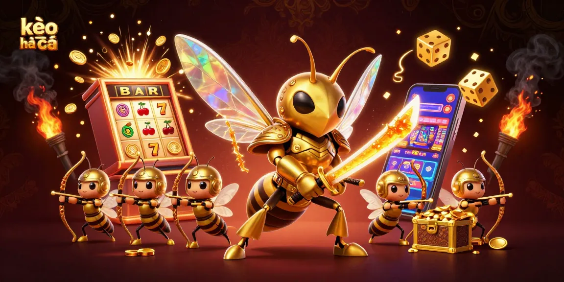 Experience kèo nhà cái excitement with a dynamic scene of a samurai hornet and engaging casino elements.