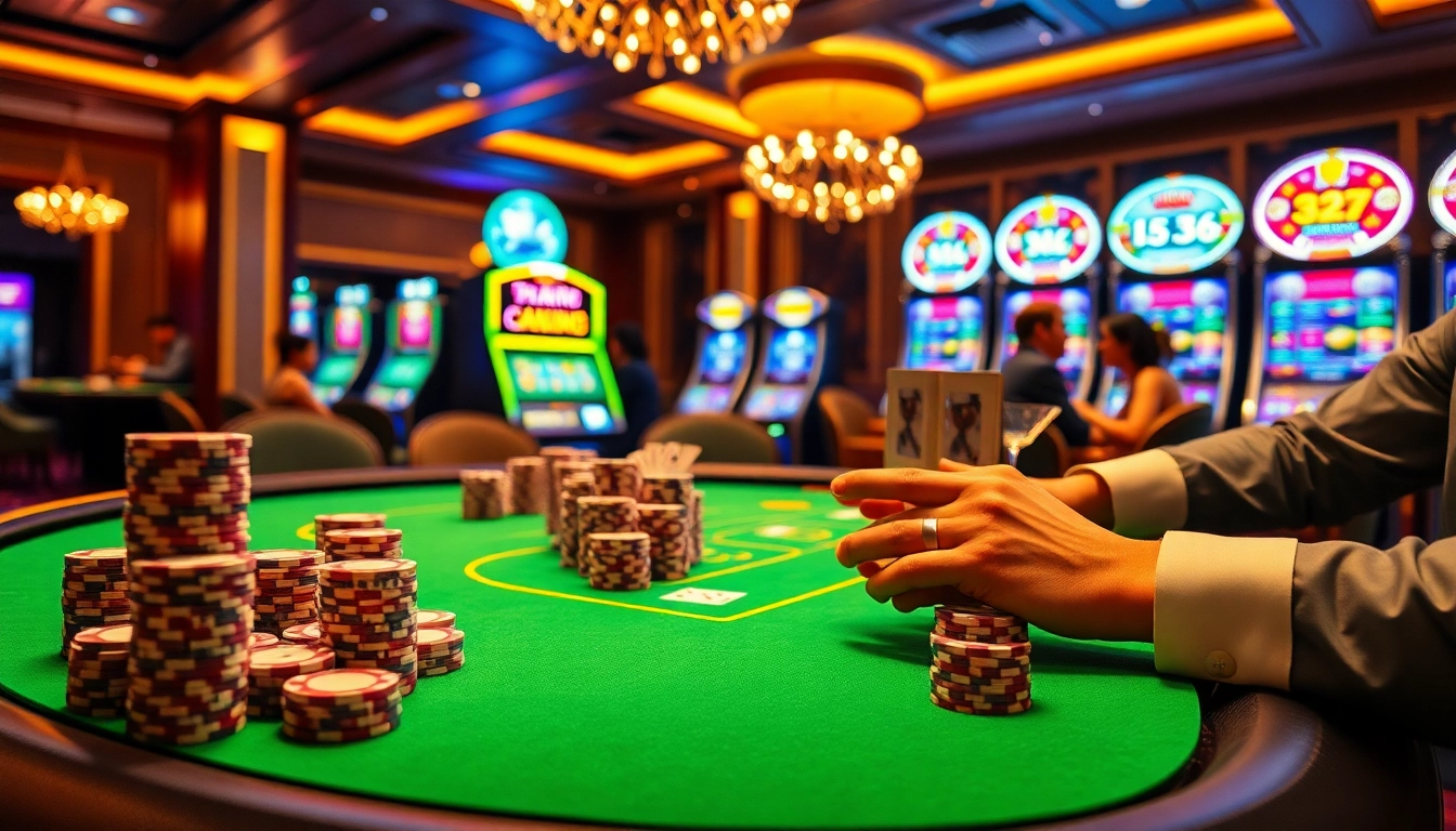 Engage in thrilling gambling action with the latest ok9 update showcased in a vibrant casino setting.