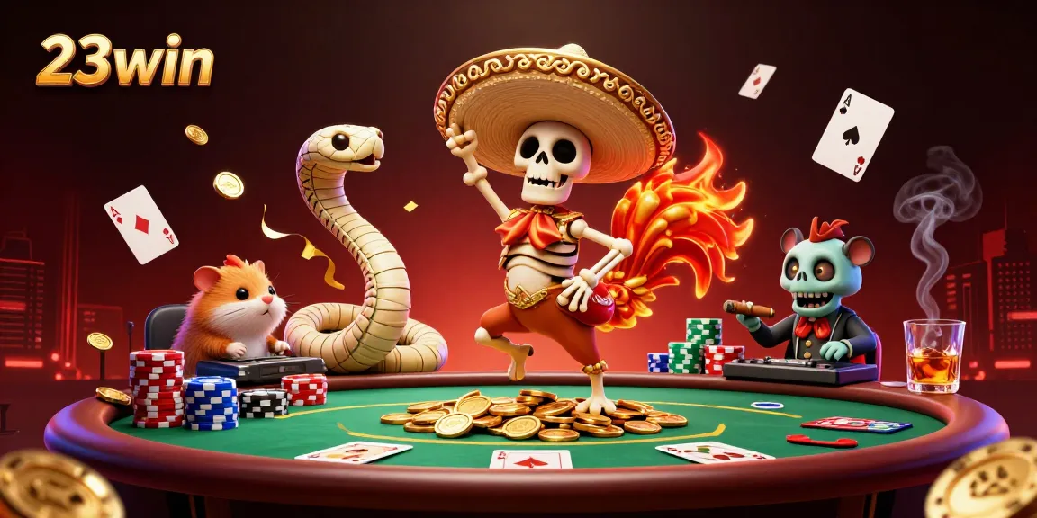 Experience thrilling moments with 23win - vibrant 3D casino illustration featuring exciting game elements.