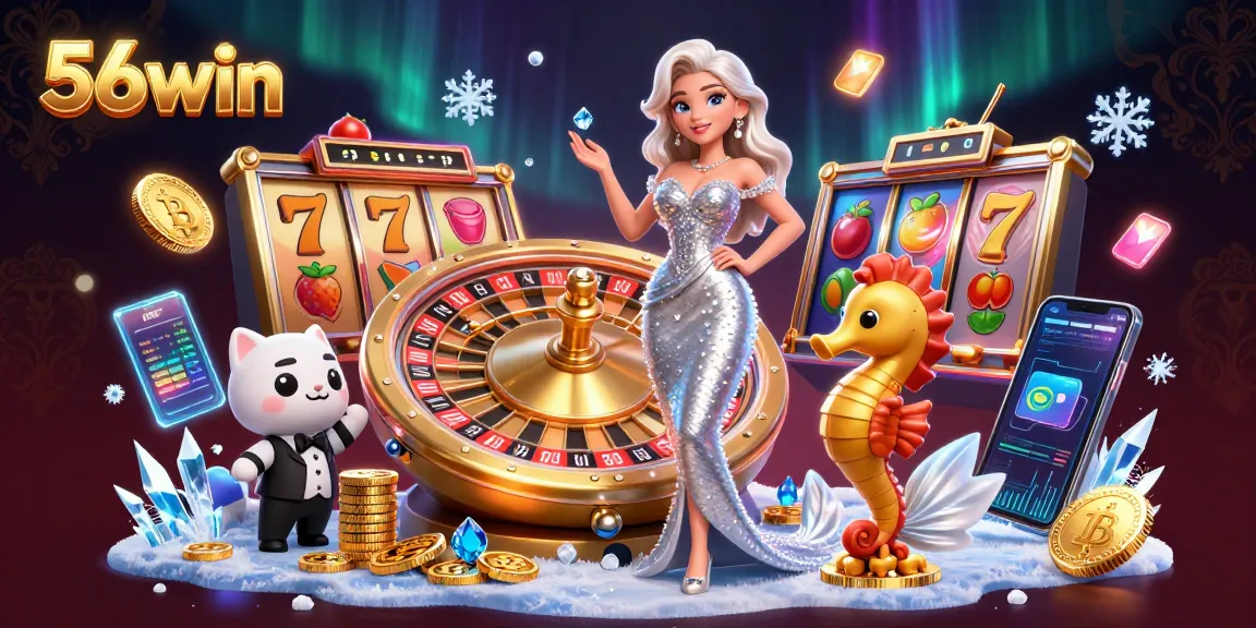 Experience high-stakes gaming with 56win's glamorous roulette scene featuring vibrant casino elements.