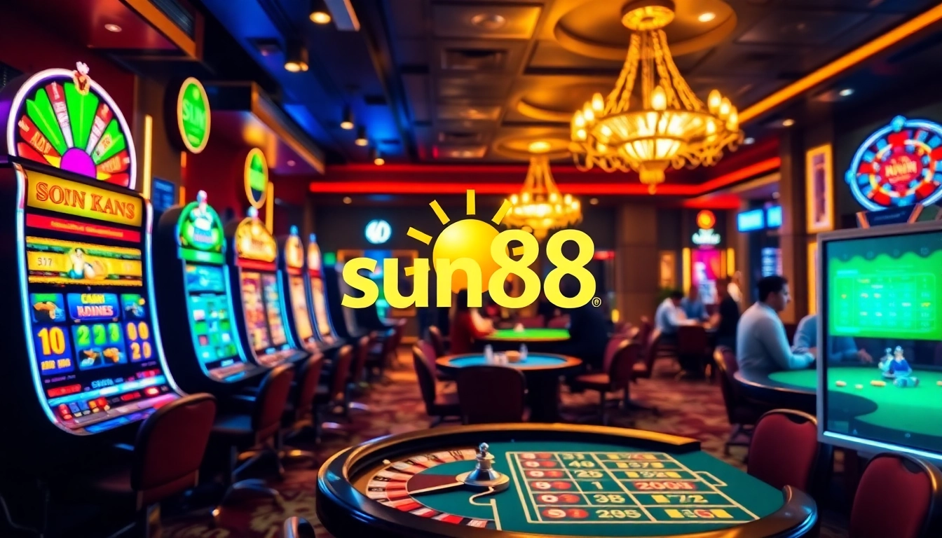 Experience thrilling games with sun88 apk at a lively casino featuring engaging tables and slot machines.