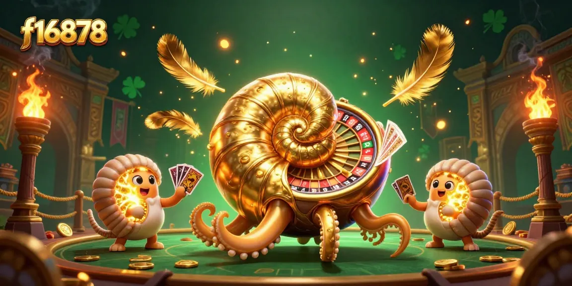 Experience exciting gameplay with f16878, featuring vibrant 3D illustrations of a nautilus roulette wheel.