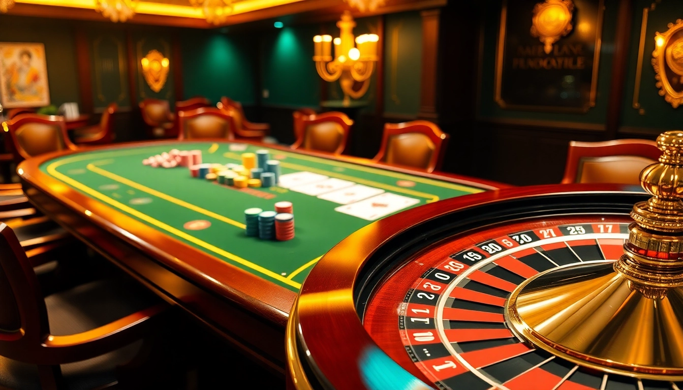 Exciting casino table scene with GG88 poker chips and cards, conveying high-stakes gambling.