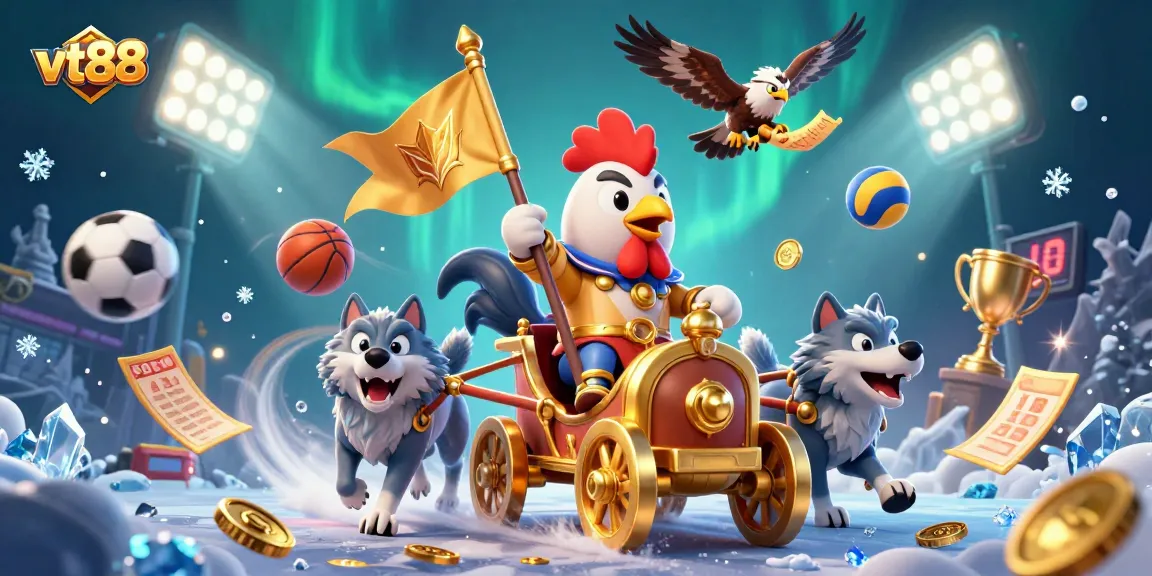 Experience exciting gameplay at vt88, featuring dynamic sports betting elements with a vibrant 3D illustration.