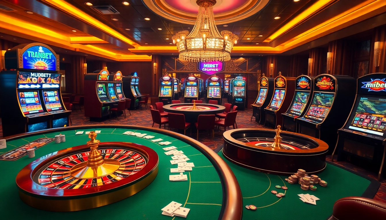 Mibet offers an exciting casino experience with vibrant slot machines and elegant poker tables, perfect for every gambler.