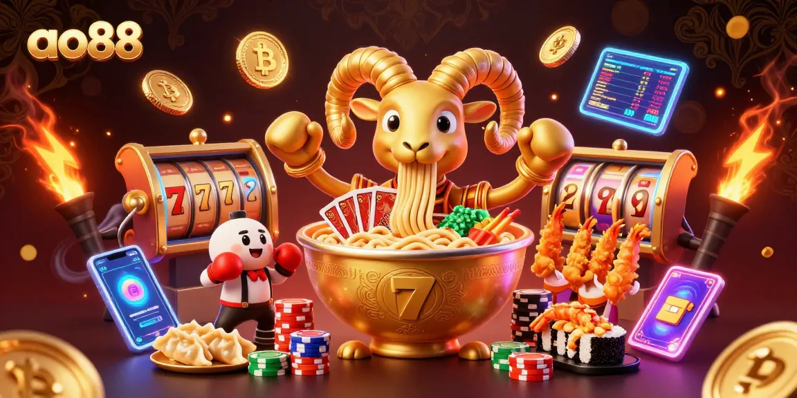 Win big at ao88 while exploring vibrant casino games with golden ramen bowl characters in action.