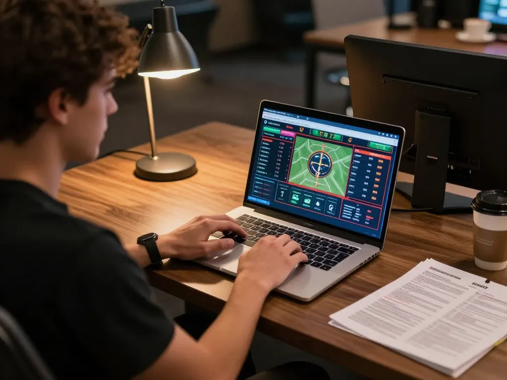 Strategic online gaming session with F8bet sports betting interface displayed on laptop