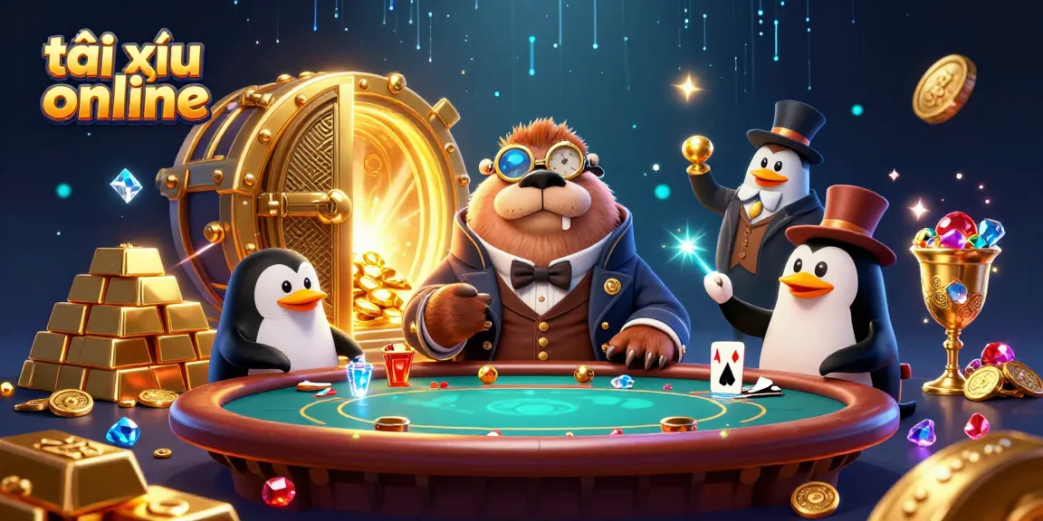 Engaging scene of players enjoying tài xỉu online at an underwater poker table surrounded by treasure