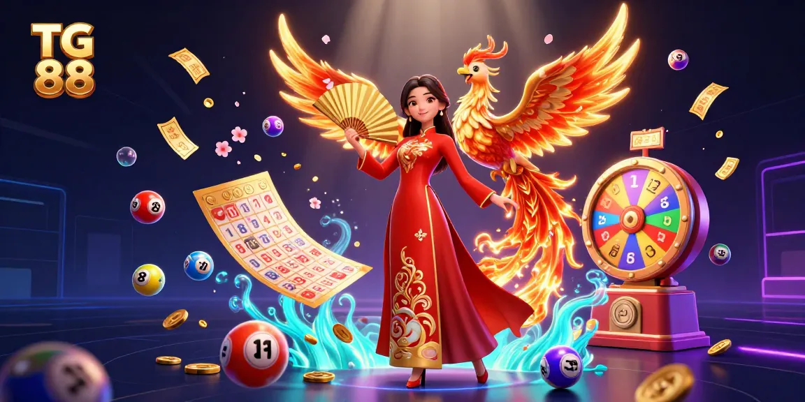 Experience thrilling gaming at TG 88 with vibrant lottery elements and a beautiful scene.