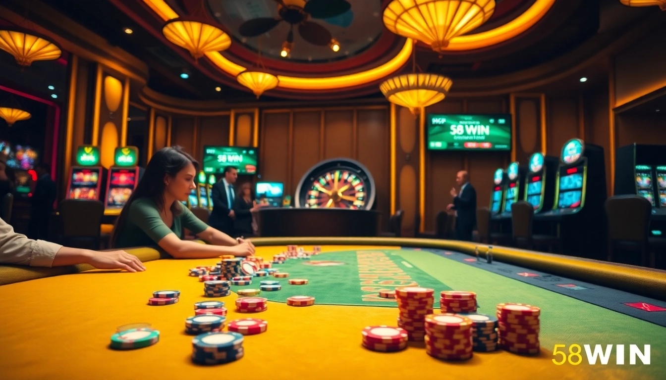 Experience the thrilling action at 58WIN with vibrant casino games and exciting poker tables.