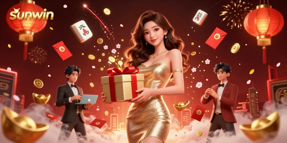 Experience the thrill of sunwin with a festive Lunar New Year casino scene filled with excitement.