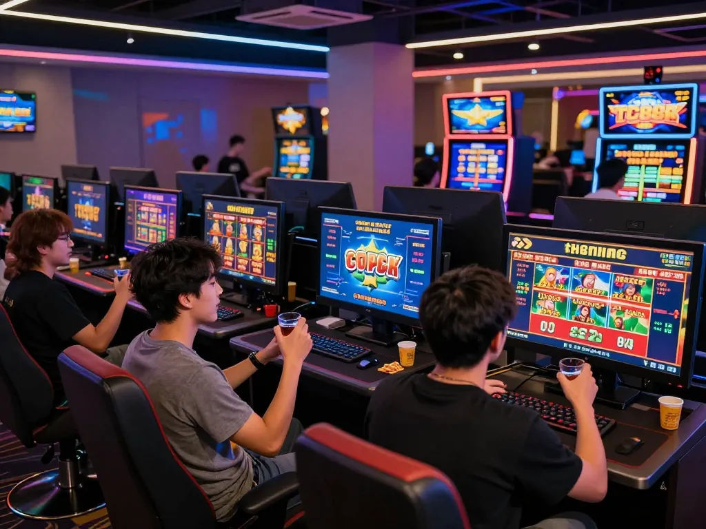 Exciting gaming atmosphere at nhà cái TG88 with players enjoying live casino and slots together.