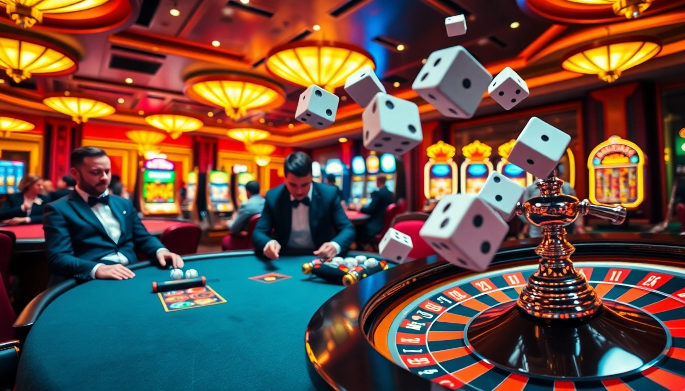 Players engaged at the poker table in a vibrant casino, highlighting excitement at https://open88.bid/.