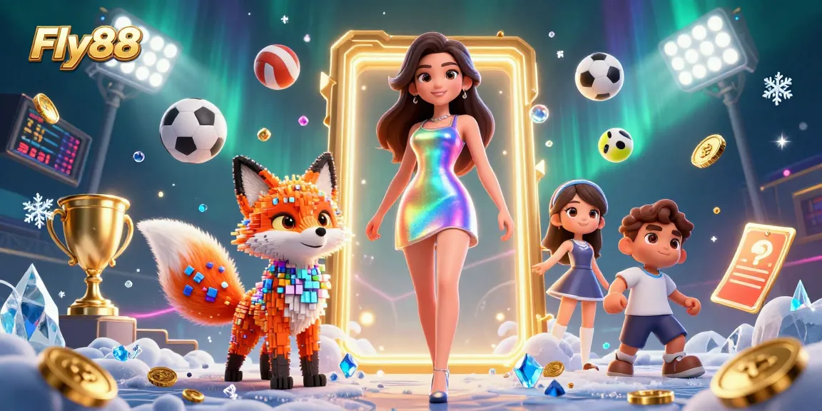 Place bets on Fly88 with vibrant casino games featuring a semi-realistic woman and digital elements.