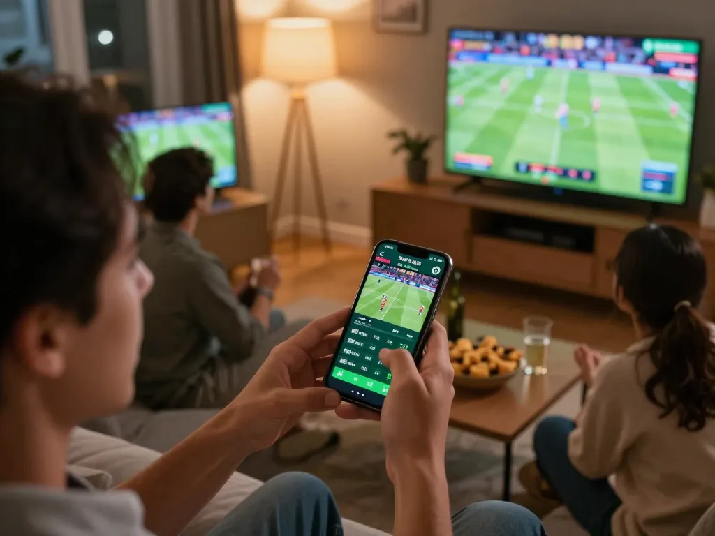 Engaging in live sports betting on 188bet during an exciting game night.