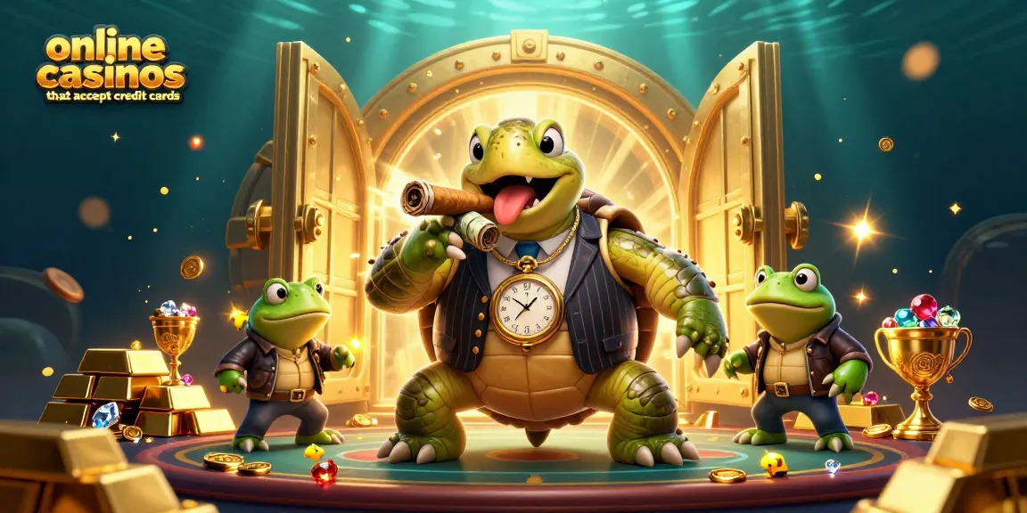 Engage with online casinos that accept credit cards in a lively 3D illustration scene.