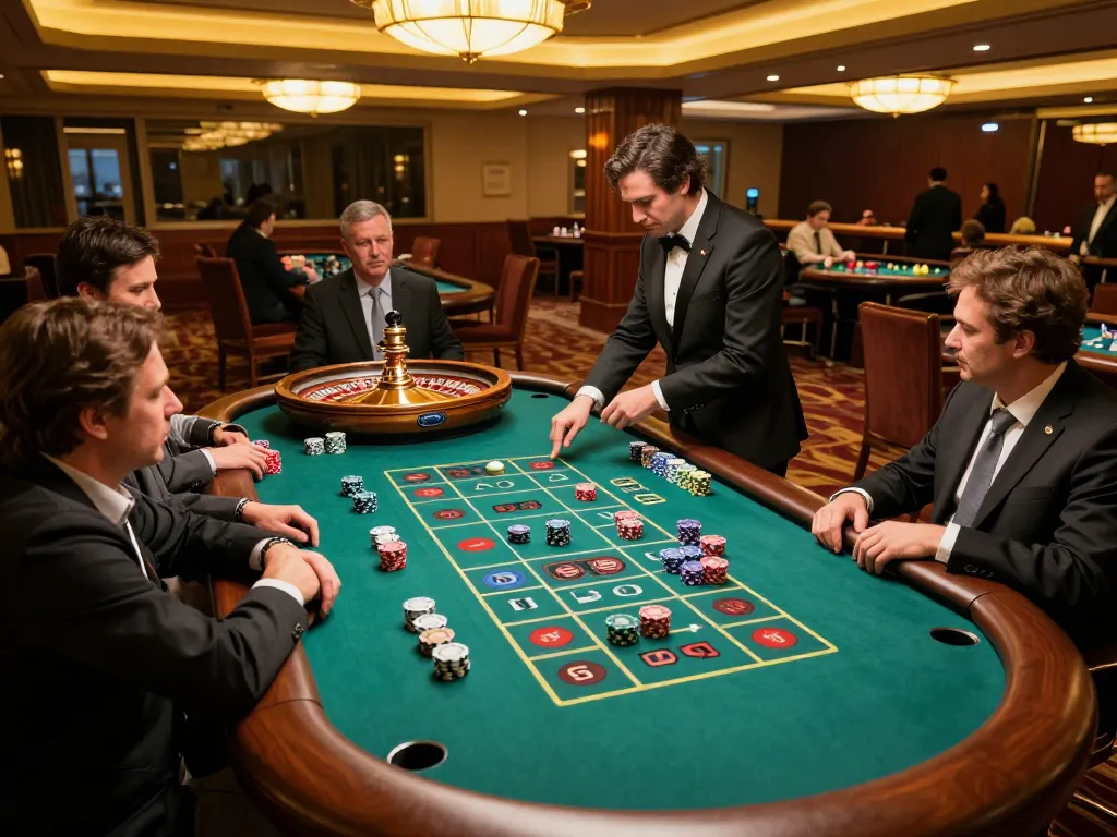 Players bet on roulette table while experiencing the thrill of HM88 gameplay and vibrant casino atmosphere