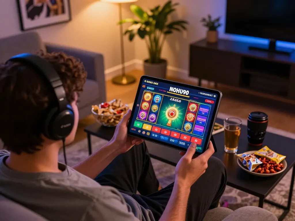 Engage in the NOHU90 GAME online gambling experience through your tablet in a cozy setting