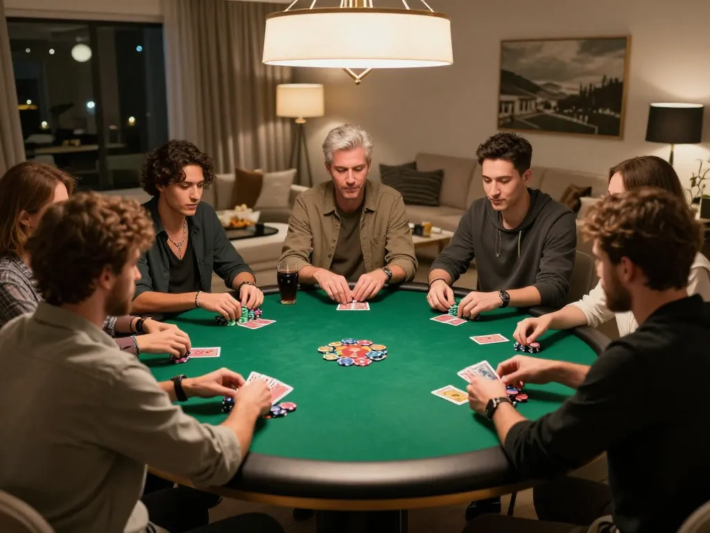 Players strategizing at a poker night featuring 88club atmosphere and inviting decor.