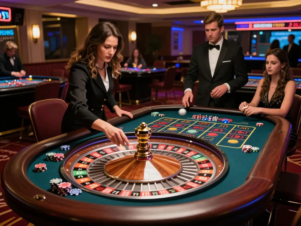 Players engaging with roulette at a casino featuring S666 chip placement and vibrant atmosphere.