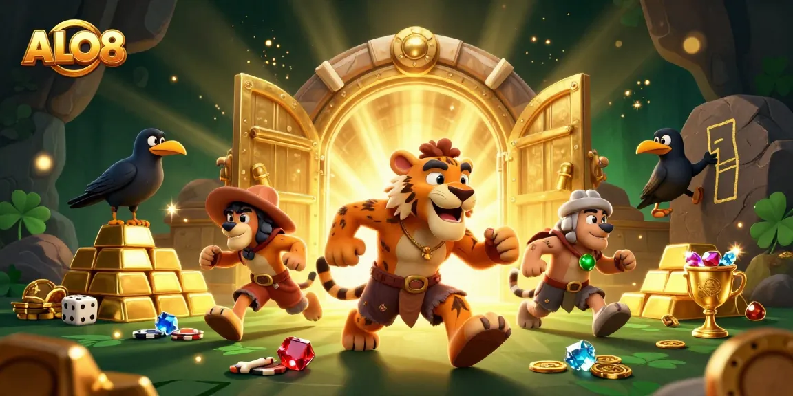 Experience ALO8's vibrant gaming action with a prehistoric casino featuring unique characters and treasures.