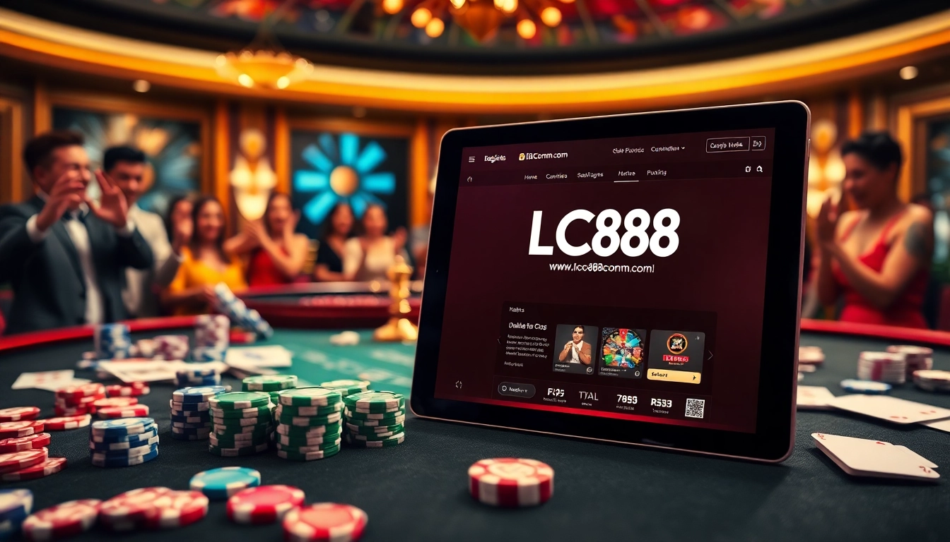 Engage in thrilling gameplay at https://lc88comm.com/ with vibrant poker chips and an elegant roulette setup.