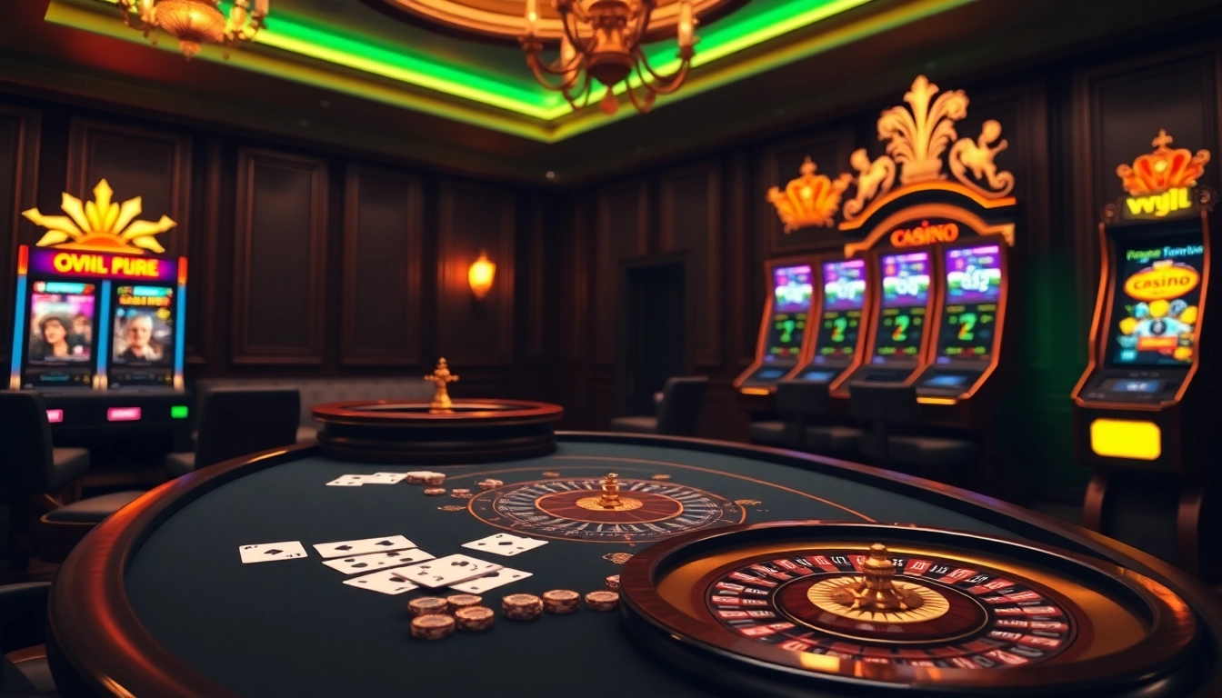 Exciting online casino experience with vvjl logo among poker chips and virtual games.