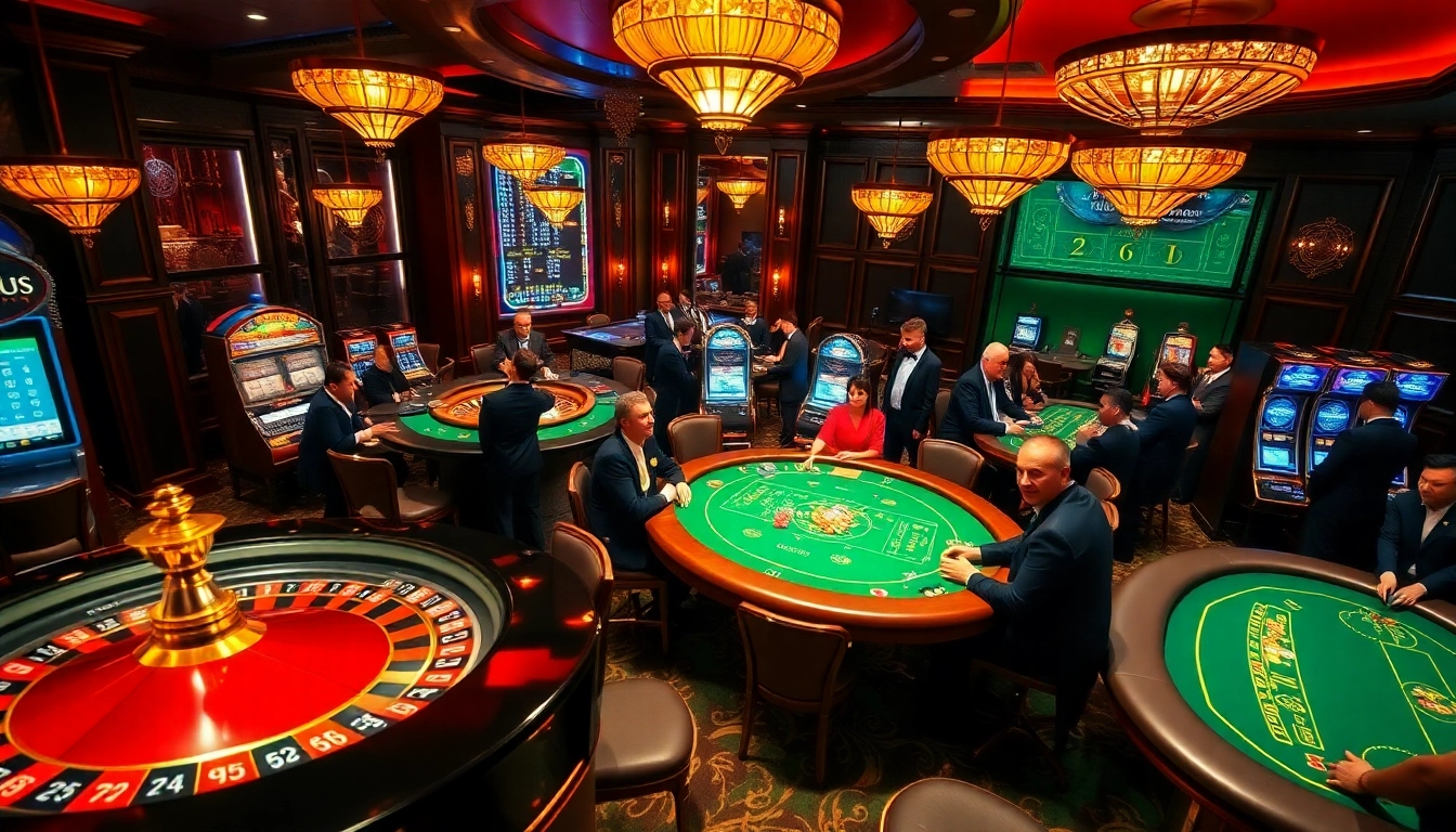 Experience thrilling gameplay at rikvip.gb.net with vibrant casino visuals of roulette and poker tables.