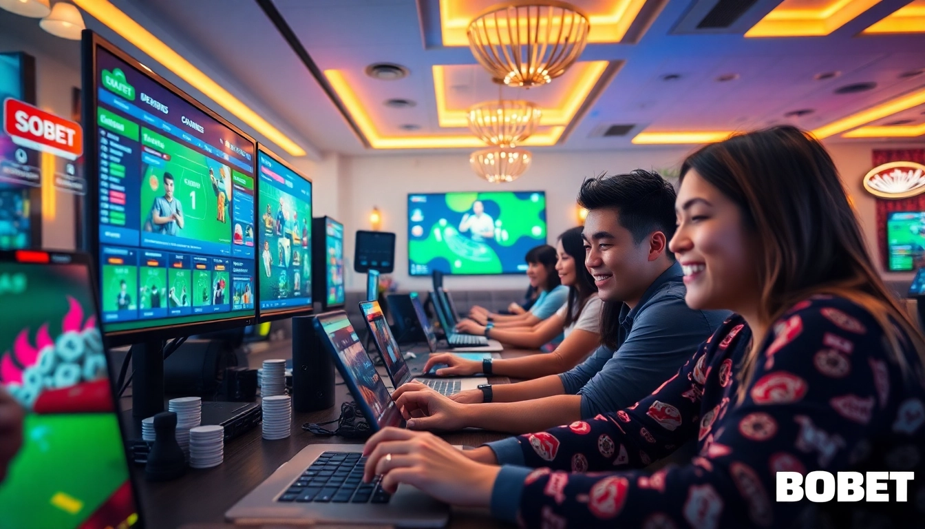 SBOBET.dance showcases an immersive online gaming experience with players engaged in interactive activities.