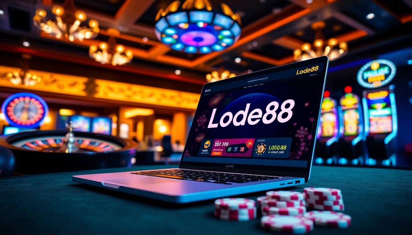 Experience the thrill of winning at Lode88 with vibrant casino elements and online gaming.