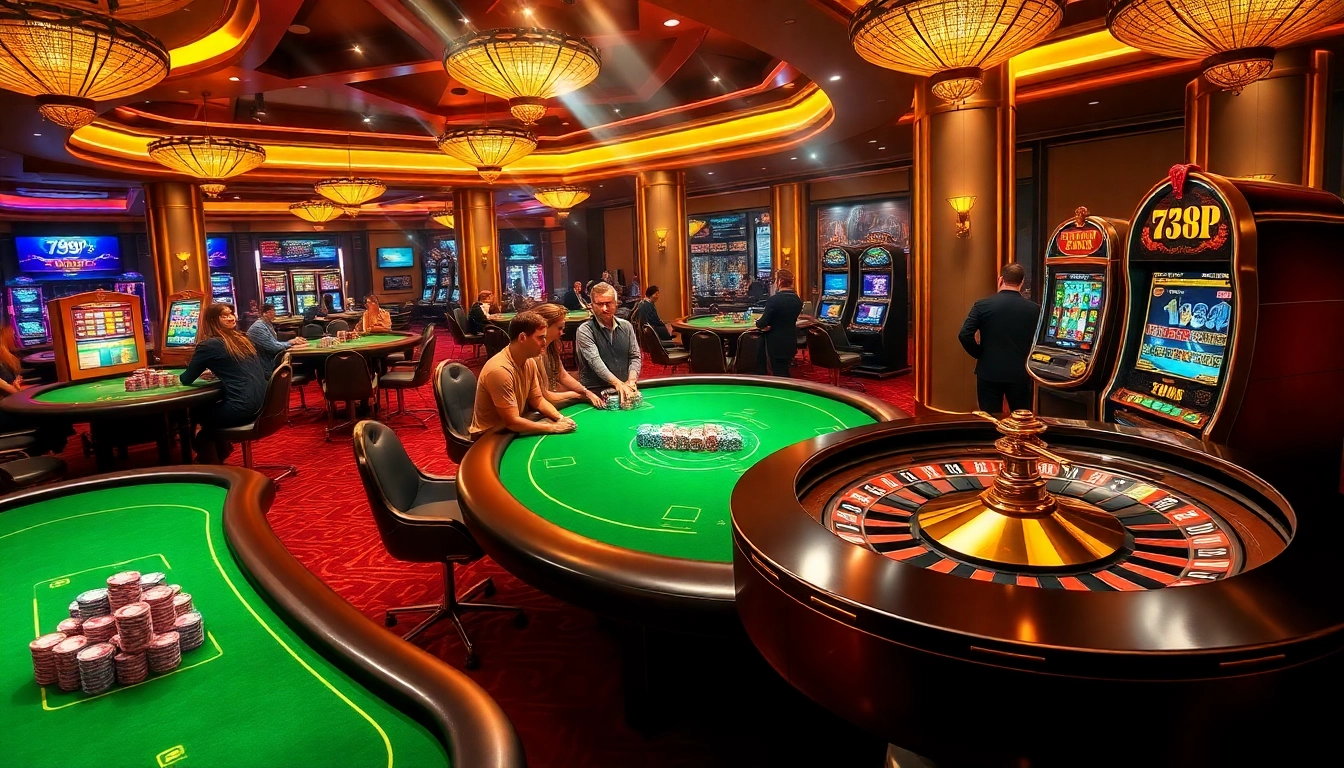 Engaging casino gaming atmosphere at 789P with vibrant tables, chips, and exciting slot machines.