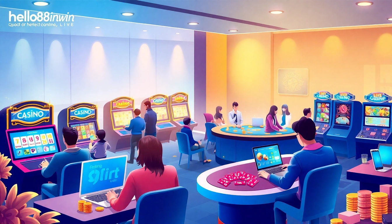 Exciting online gaming experience at hello88win.live with diverse players in a vibrant casino scene.