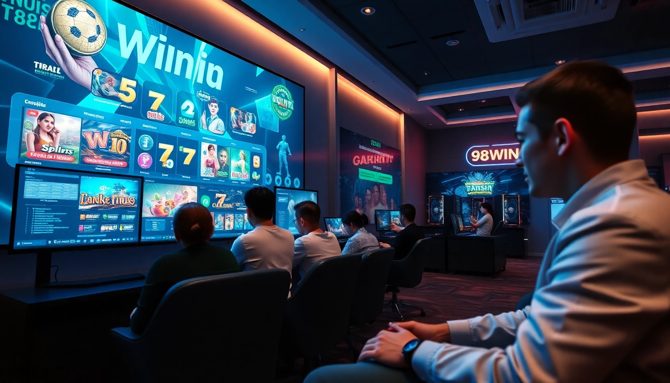 Engaging online gaming interface showcasing 98WIN's diverse gaming options with a modern, inviting atmosphere.