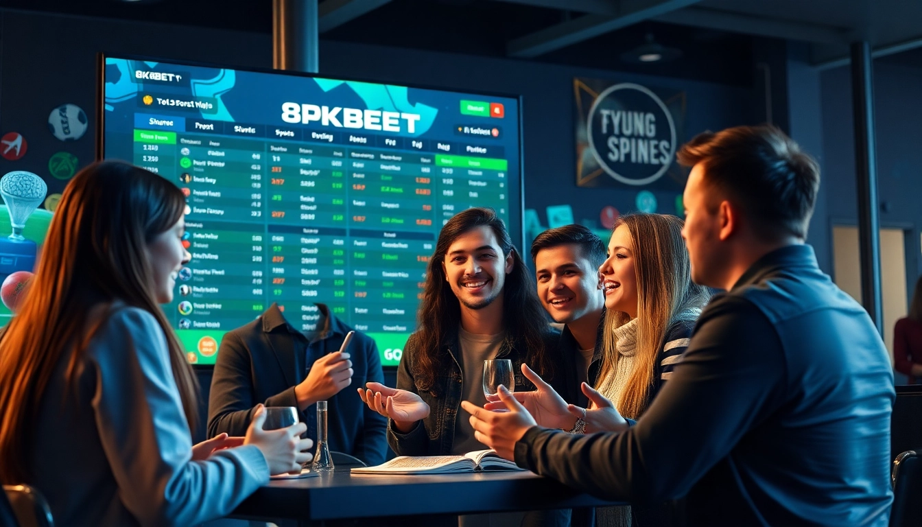 Engaged users exploring the 8KBET online betting platform with modern interface.