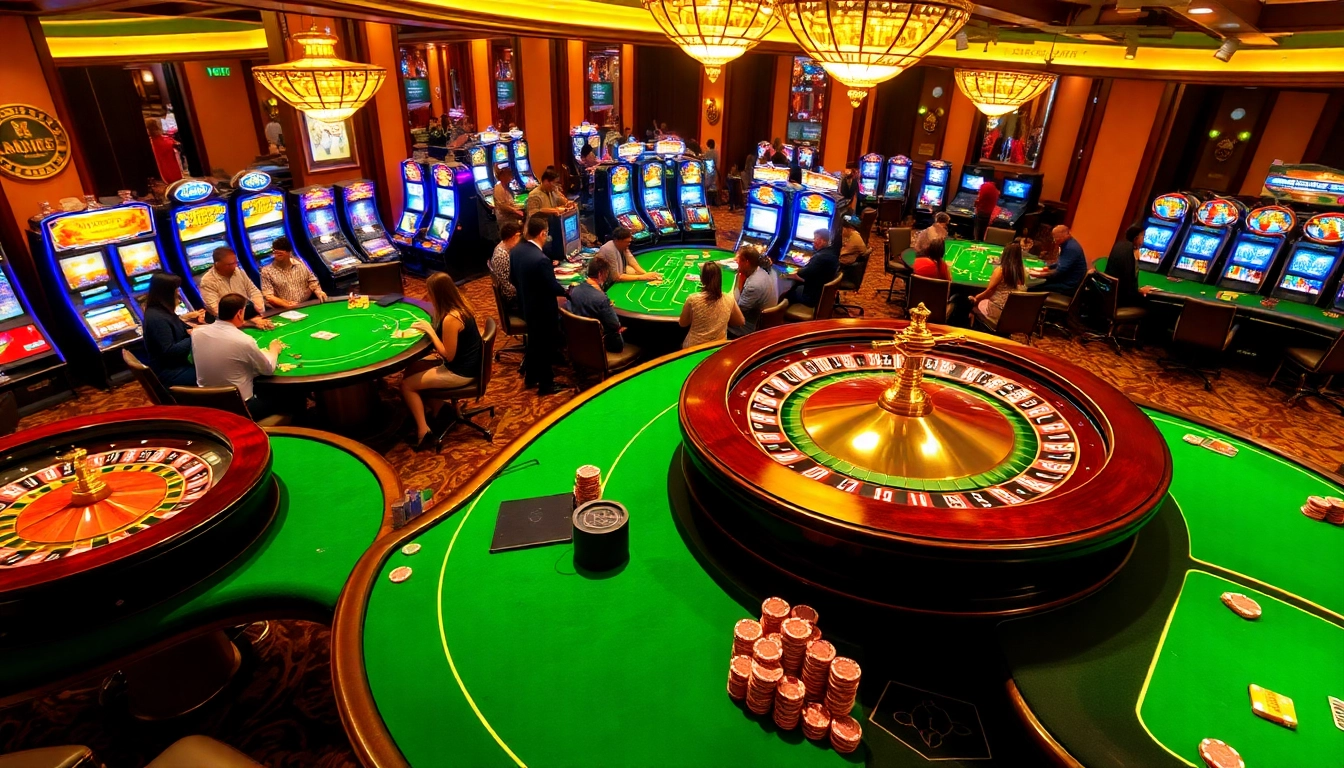 Experience the thrilling atmosphere of gaming at https://88ii88.com/ with vibrant casino tables and slot machines.