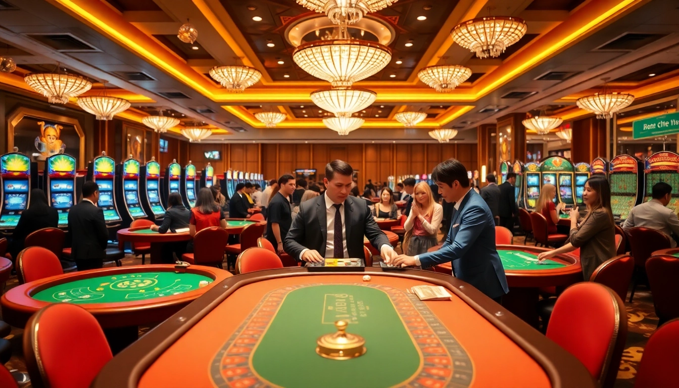 Exciting gaming experience at Trang chủ MMOO with luxurious casino tables and vibrant atmosphere.